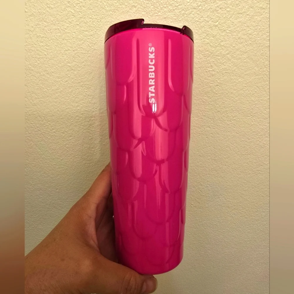 NWT Starbucks 2025 LATAM Release Stainless Steel Hot Pink Mermaid Scale … - Picture 1 of 5